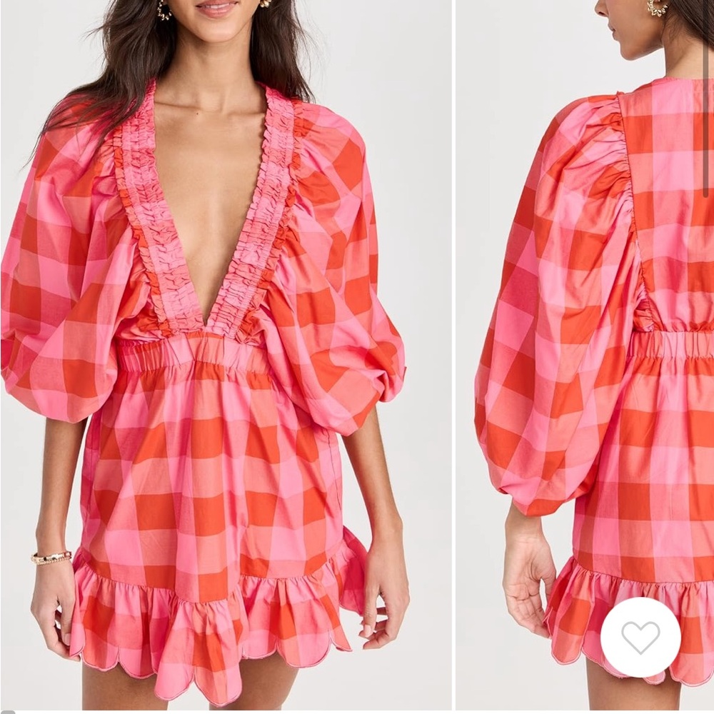 Big Gingham red and pink marine dress